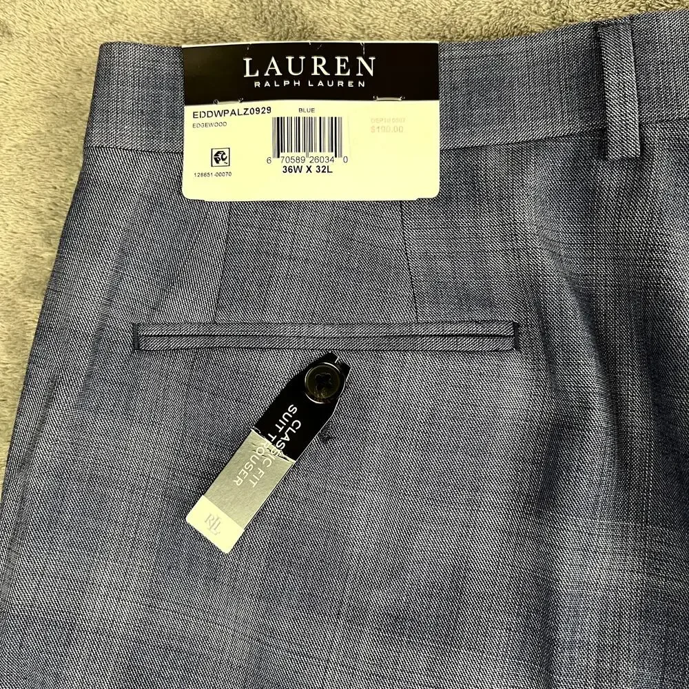 Ralph Lauren Black Label Edgewood Classic Plaid Suit Pants Mens 36 x 32 Blue NWT